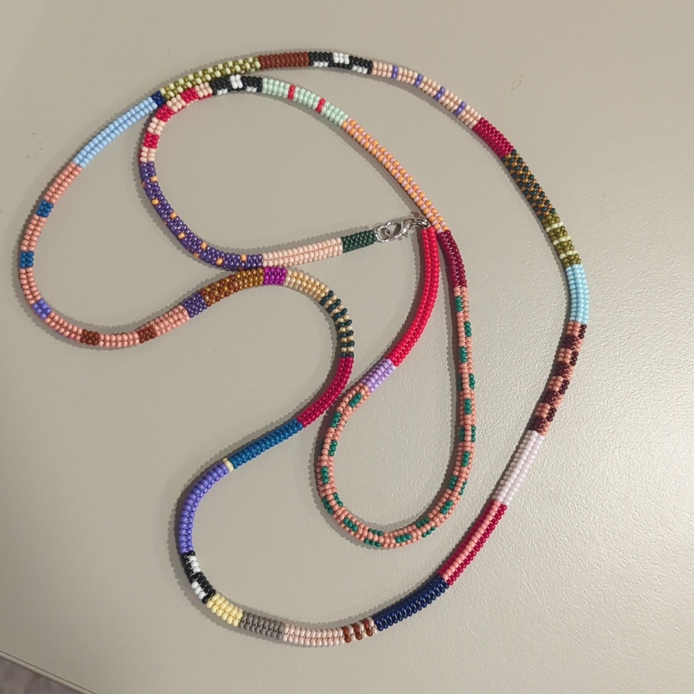 Multicolor Seed Bead Layered Necklaces - Two Piece - Picture 2 of 2